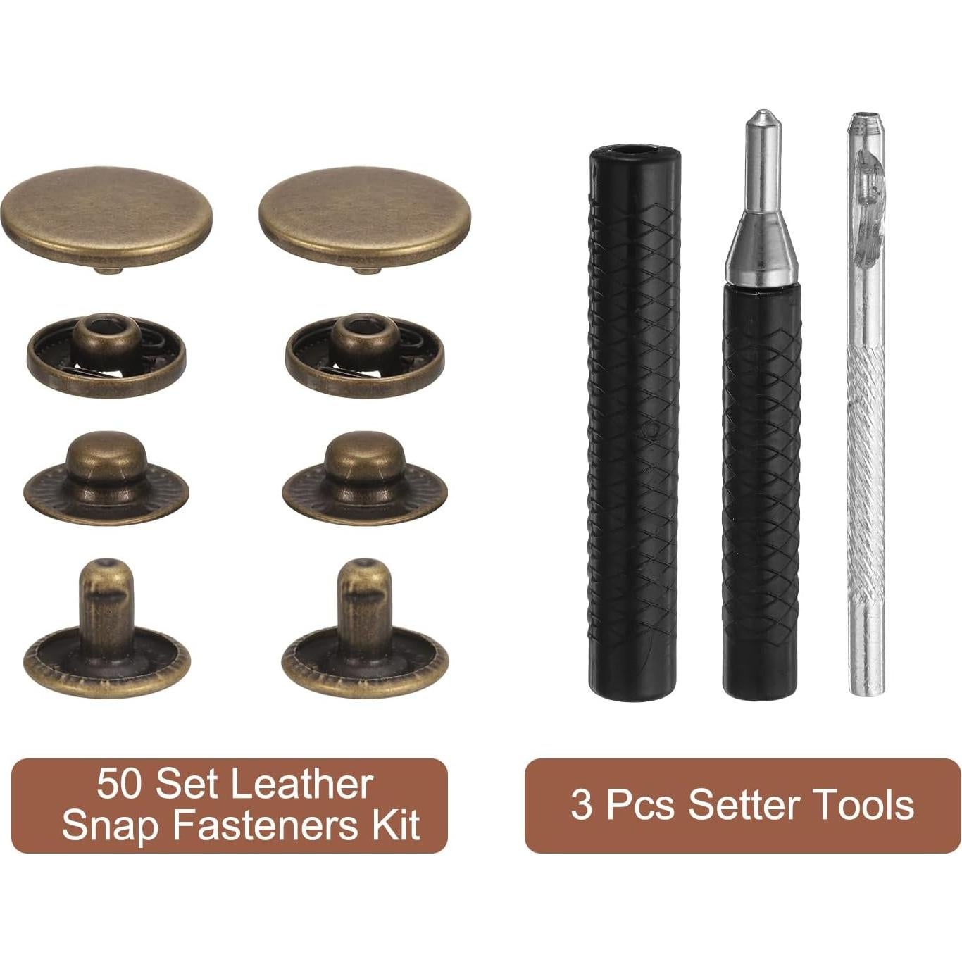 Kit de Broches a Presión de Cuero HARFINGTON 50 Set 17mm Bronce