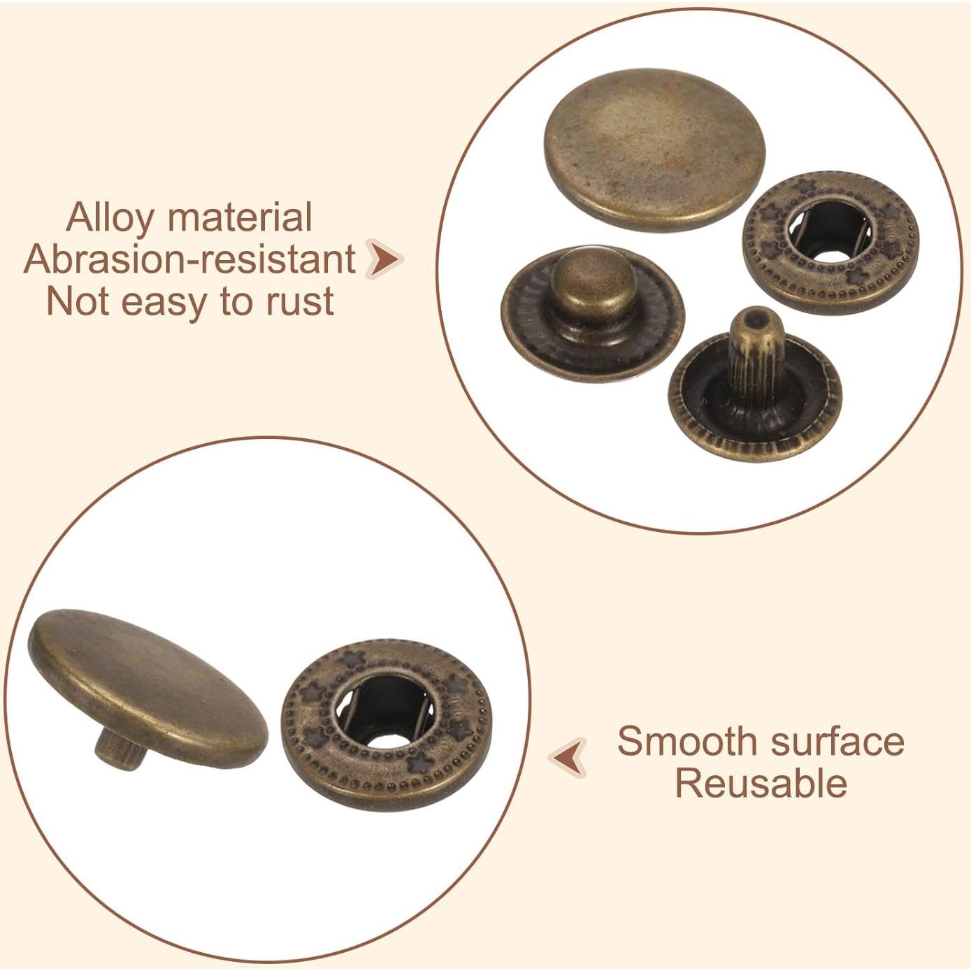 Kit de Broches a Presión de Cuero HARFINGTON 50 Set 17mm Bronce