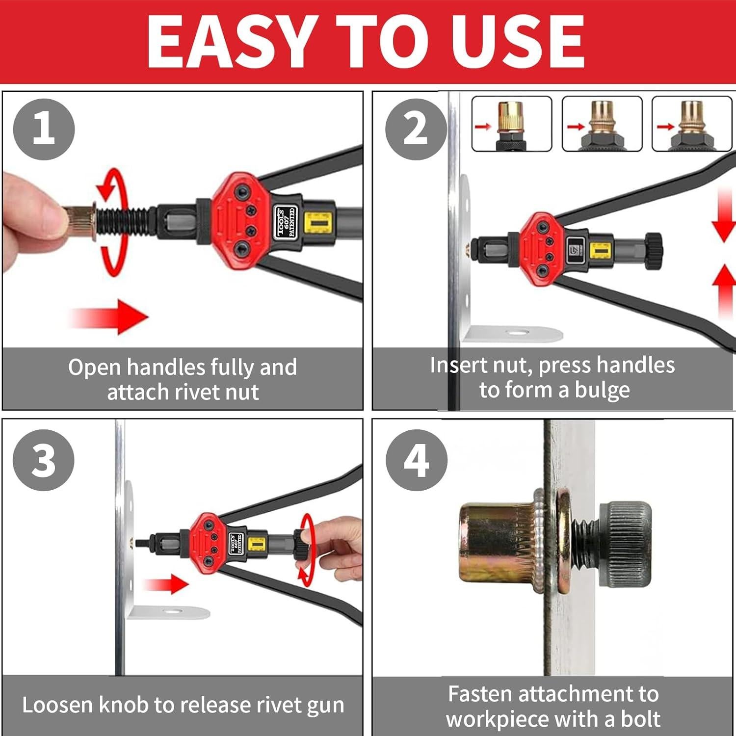 Kit de Herramientas Rivnut GARGENTOL 16" con 15 Mandriles