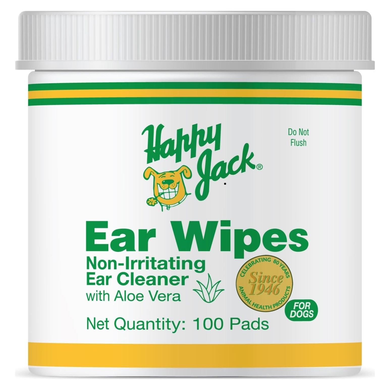 Toallitas Limpiadoras para Oídos de Perro Happy Jack 100 Ct