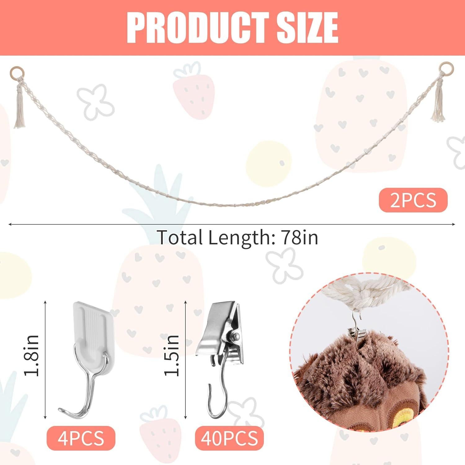 Cadena Organizador de Peluches Biubee 2m con 40 Clips Metal