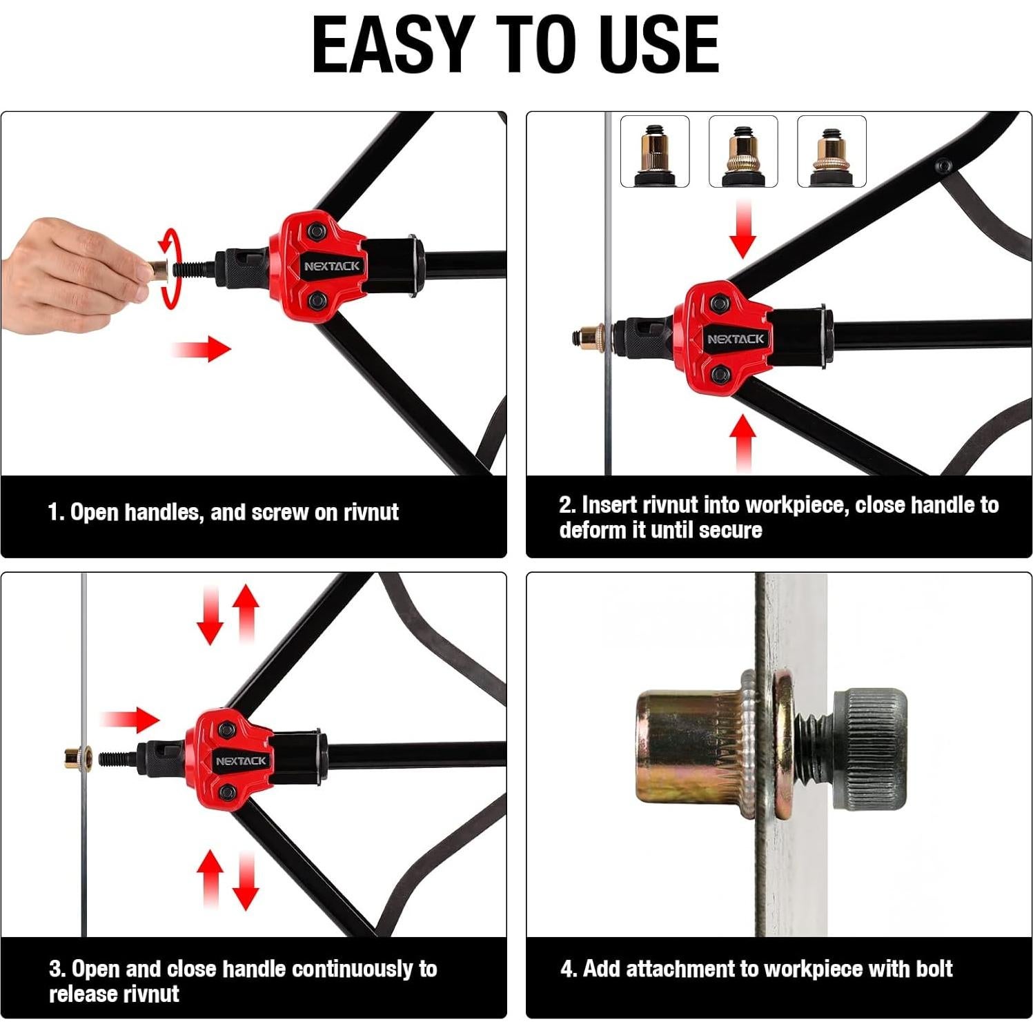 Kit de Mandril y Boquilla NEXTACK M810 para Tuercas Remachadas
