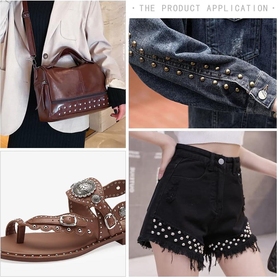 400 Remaches de Cuero Metálicos 9x10mm con Herramientas N/H