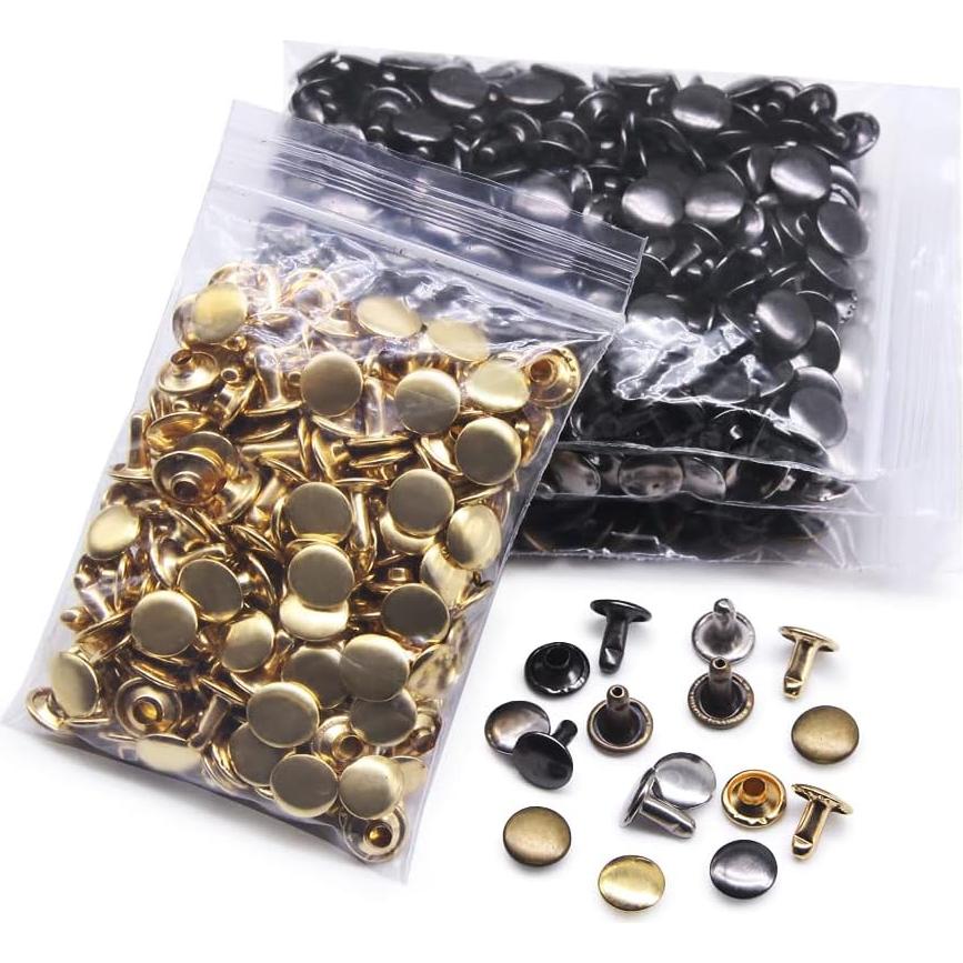 400 Remaches de Cuero Metálicos 9x10mm con Herramientas N/H