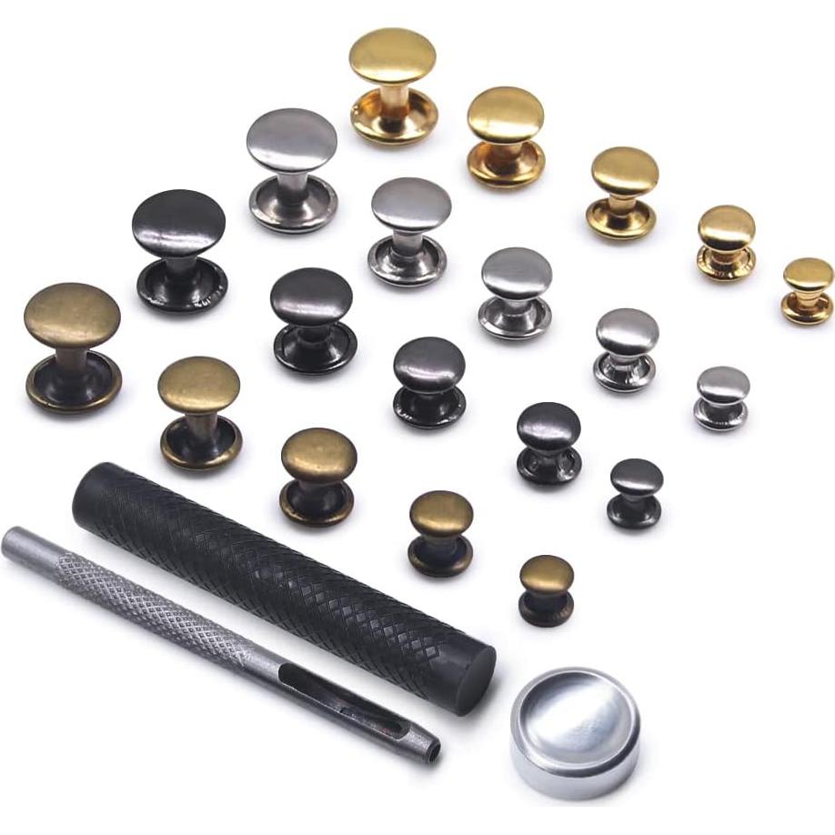 400 Remaches de Cuero Metálicos 9x10mm con Herramientas N/H