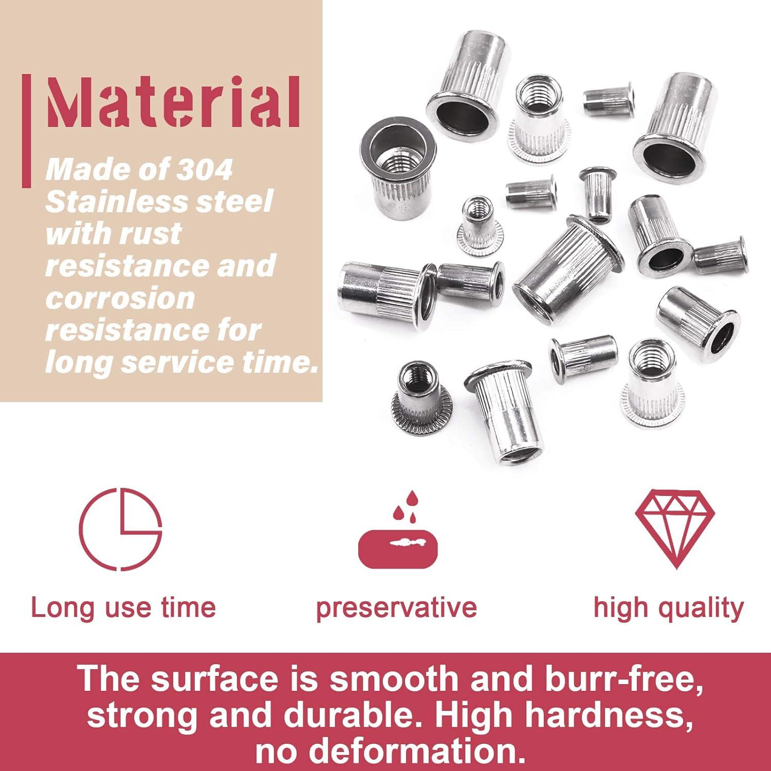 Kit de Tuercas Remachadas de Acero Inoxidable Hilitchi 180PCS