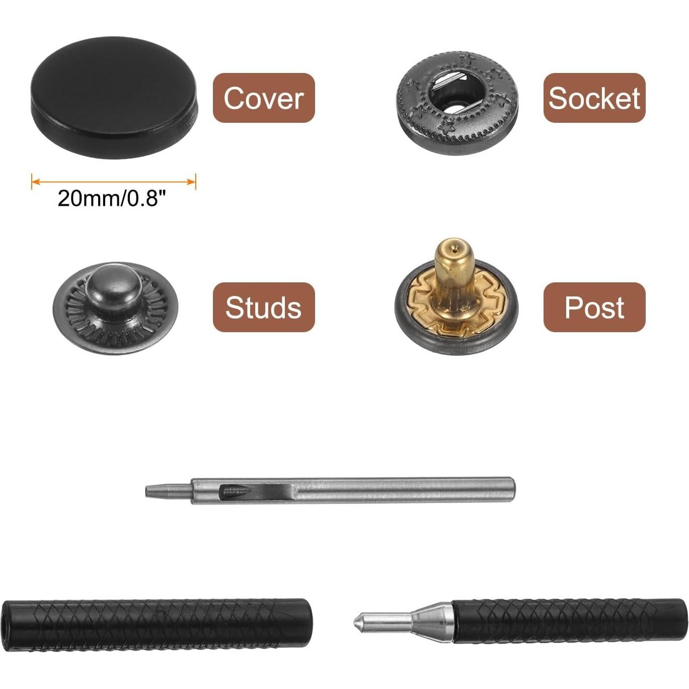 Kit de Broches a Presión de Cuero HARFINGTON 24 Set 20mm