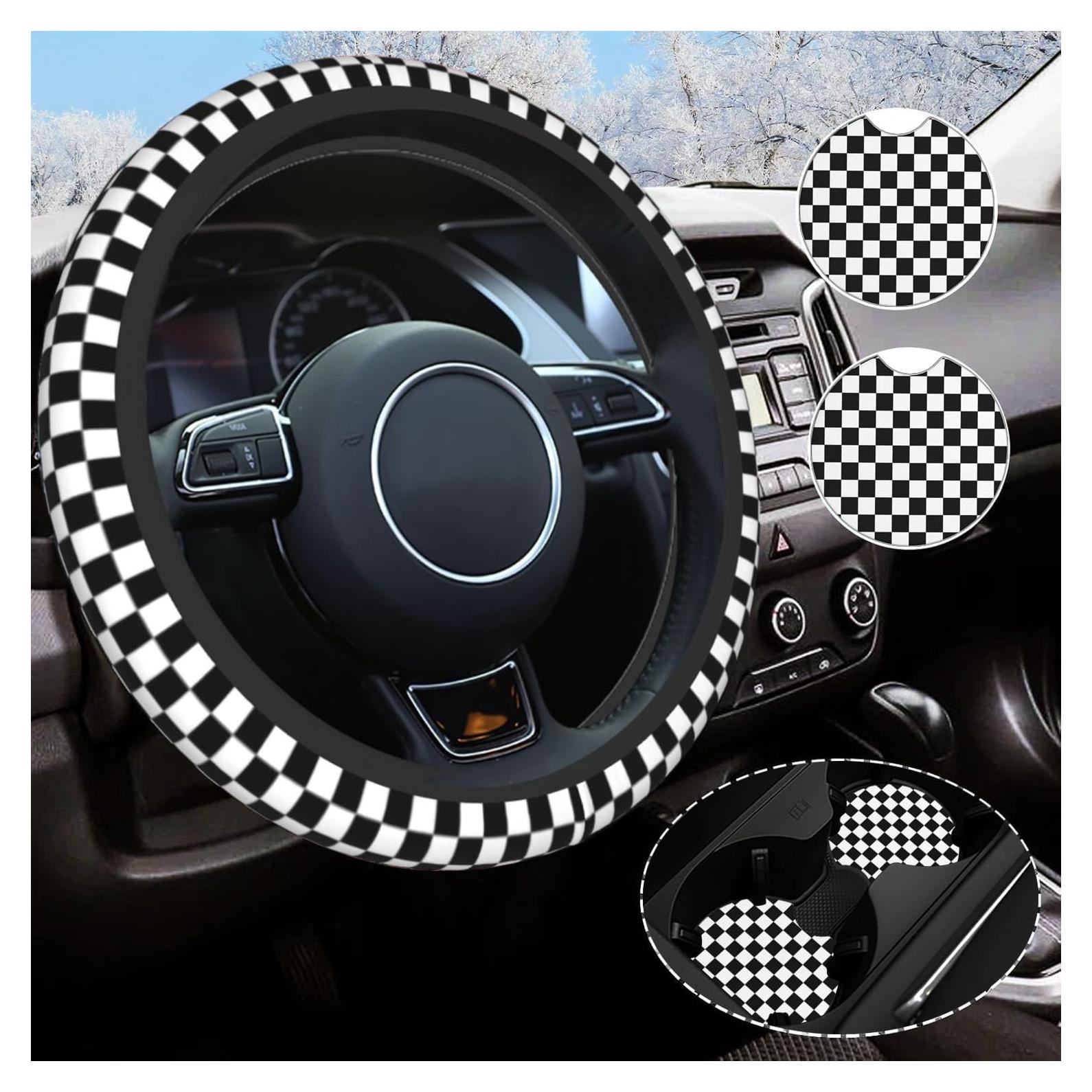 Funda de Volante Antideslizante Yobvec Cuadros 37-39 cm