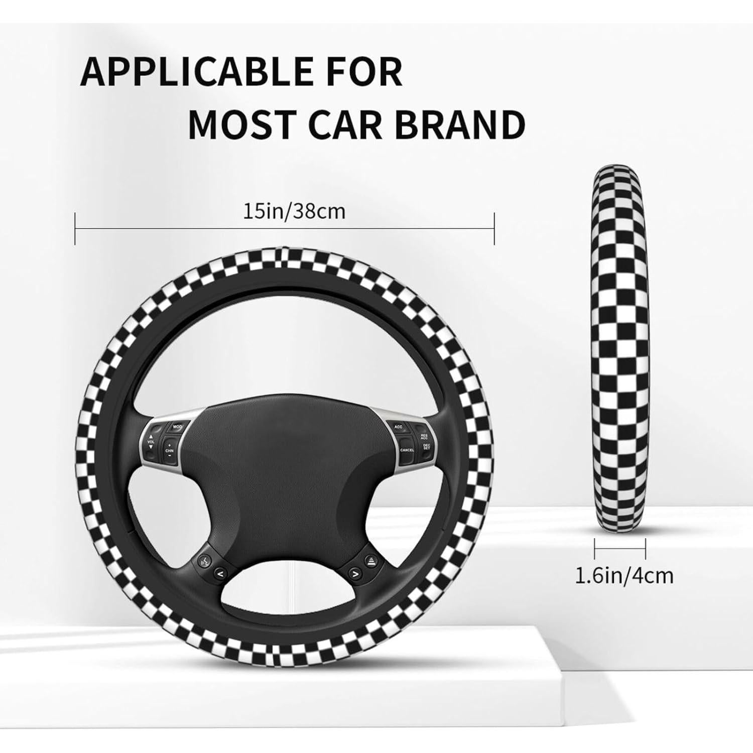 Funda de Volante Antideslizante Yobvec Cuadros 37-39 cm