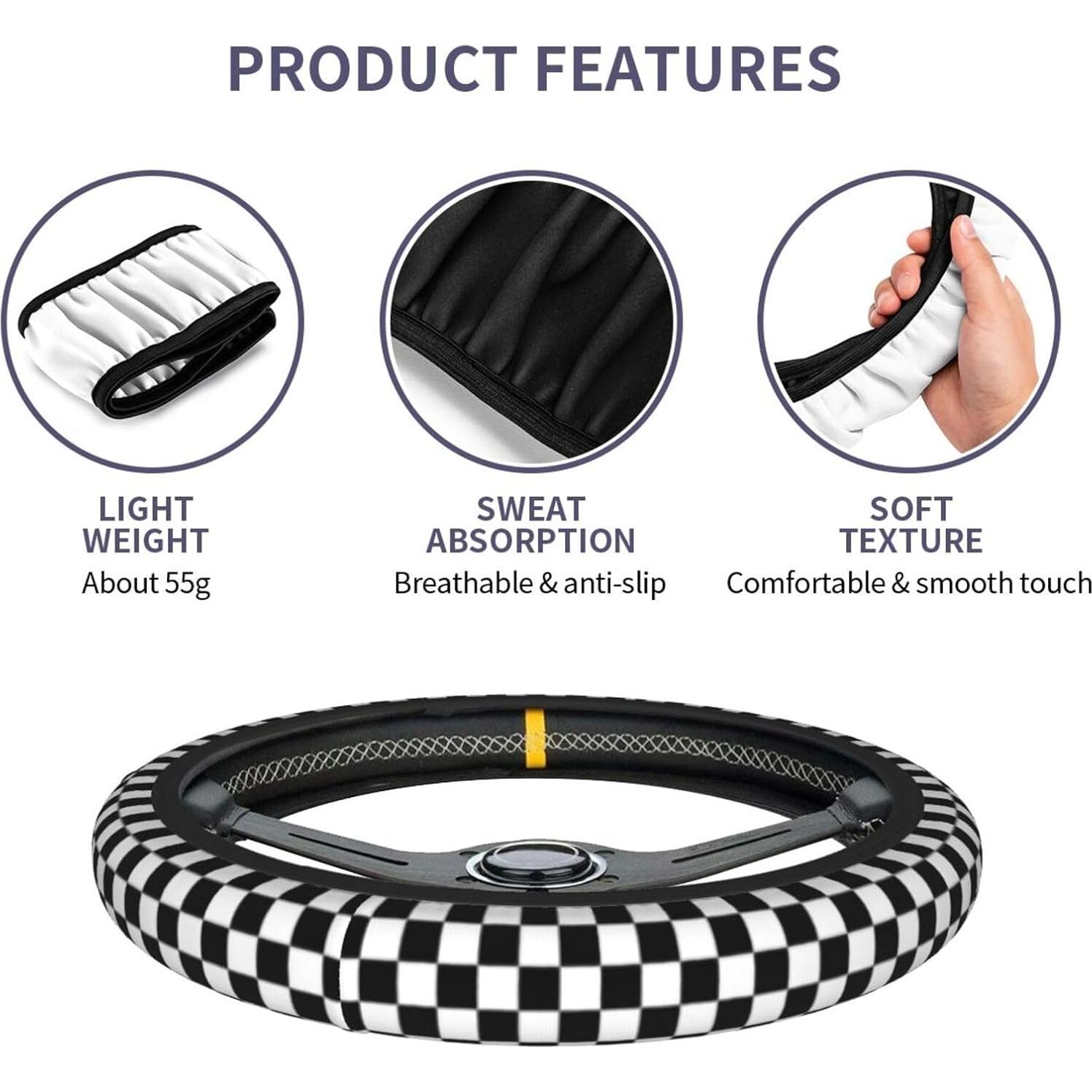 Funda de Volante Antideslizante Yobvec Cuadros 37-39 cm