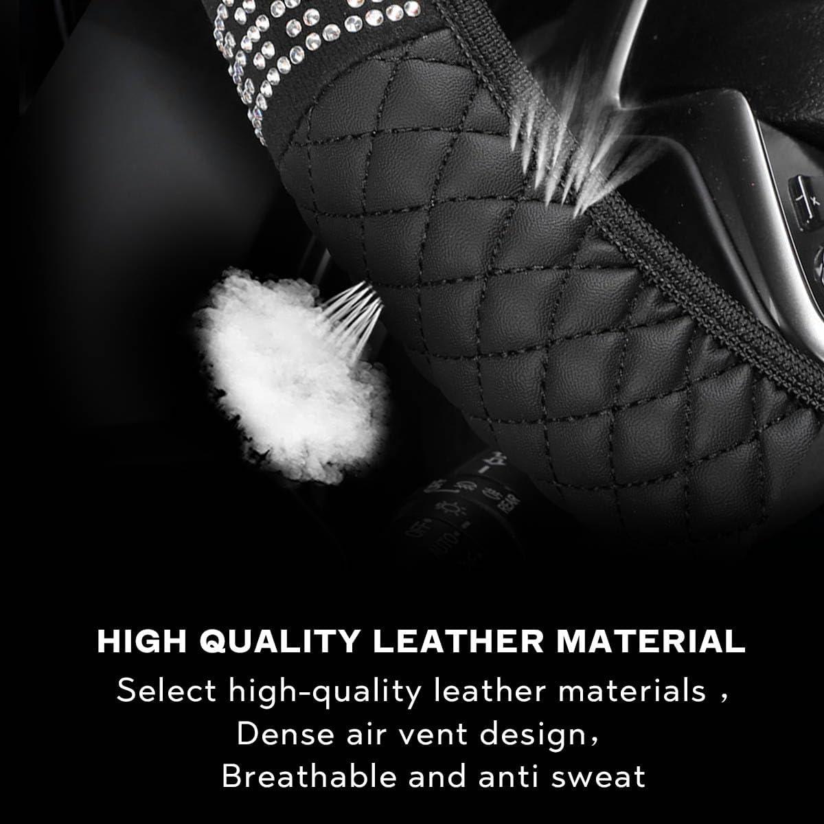 Cubierta de Volante de Coche Brillante Honibaoto 38 cm Negro