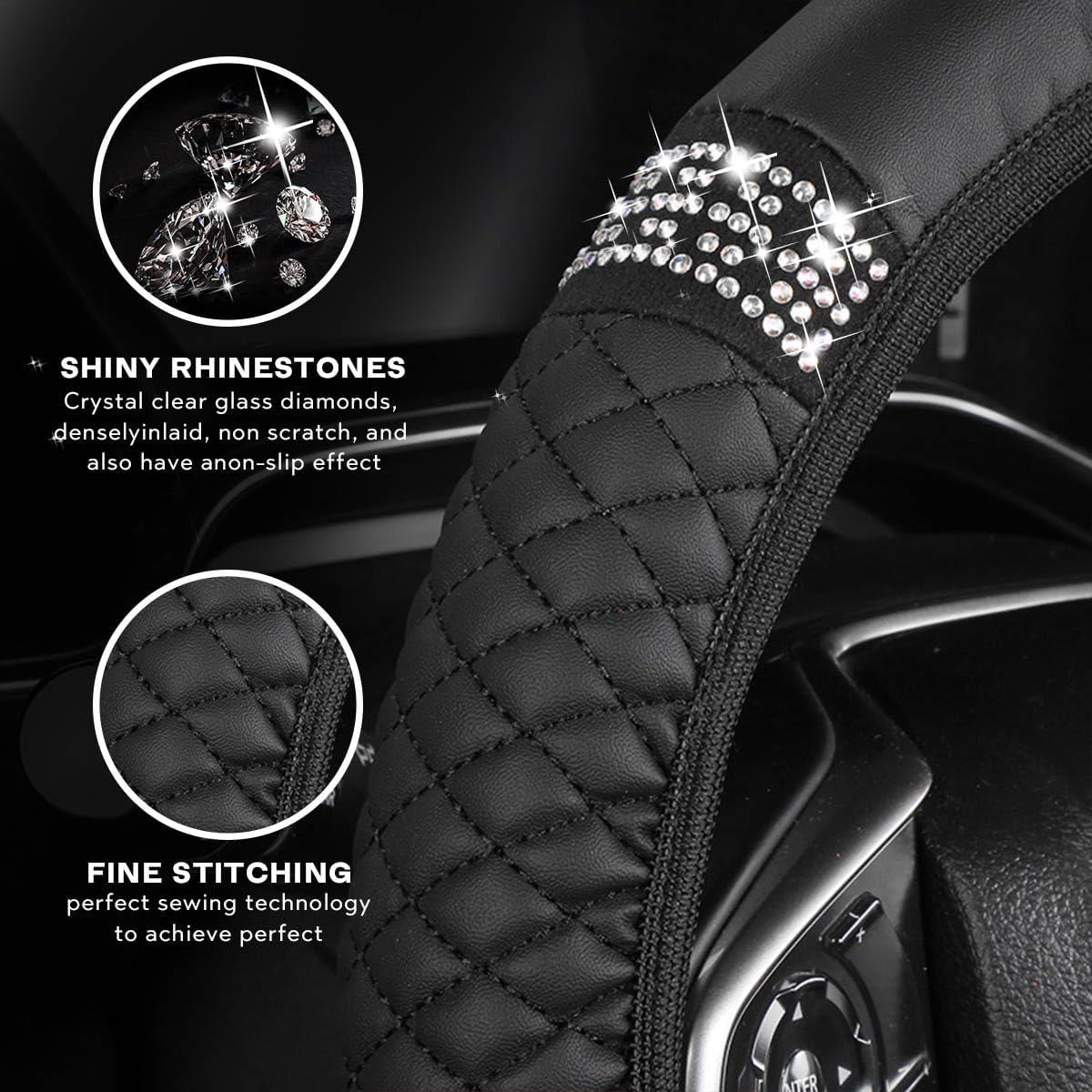 Cubierta de Volante de Coche Brillante Honibaoto 38 cm Negro