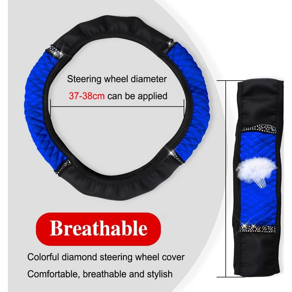 Cubierta de Volante de Cuero PU Middrivr 15 Pulgadas con Rhinestones