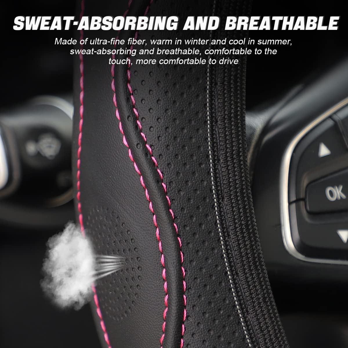 Funda de Volante LoyaForba de Cuero Microfibra Rosa 38.1 cm