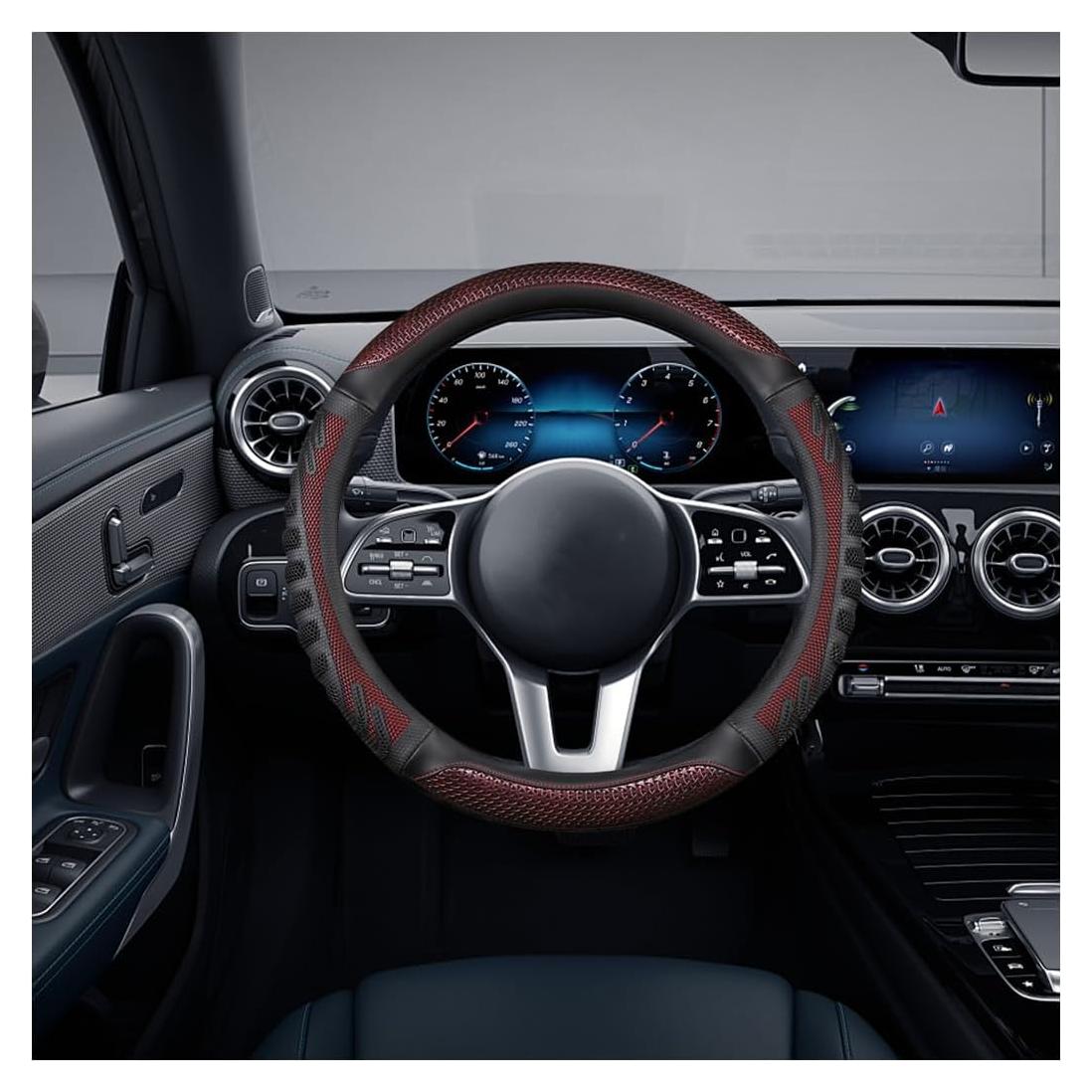 Cubierta de Volante Osilly 38 cm Cuero Antideslizante Rojo Vino