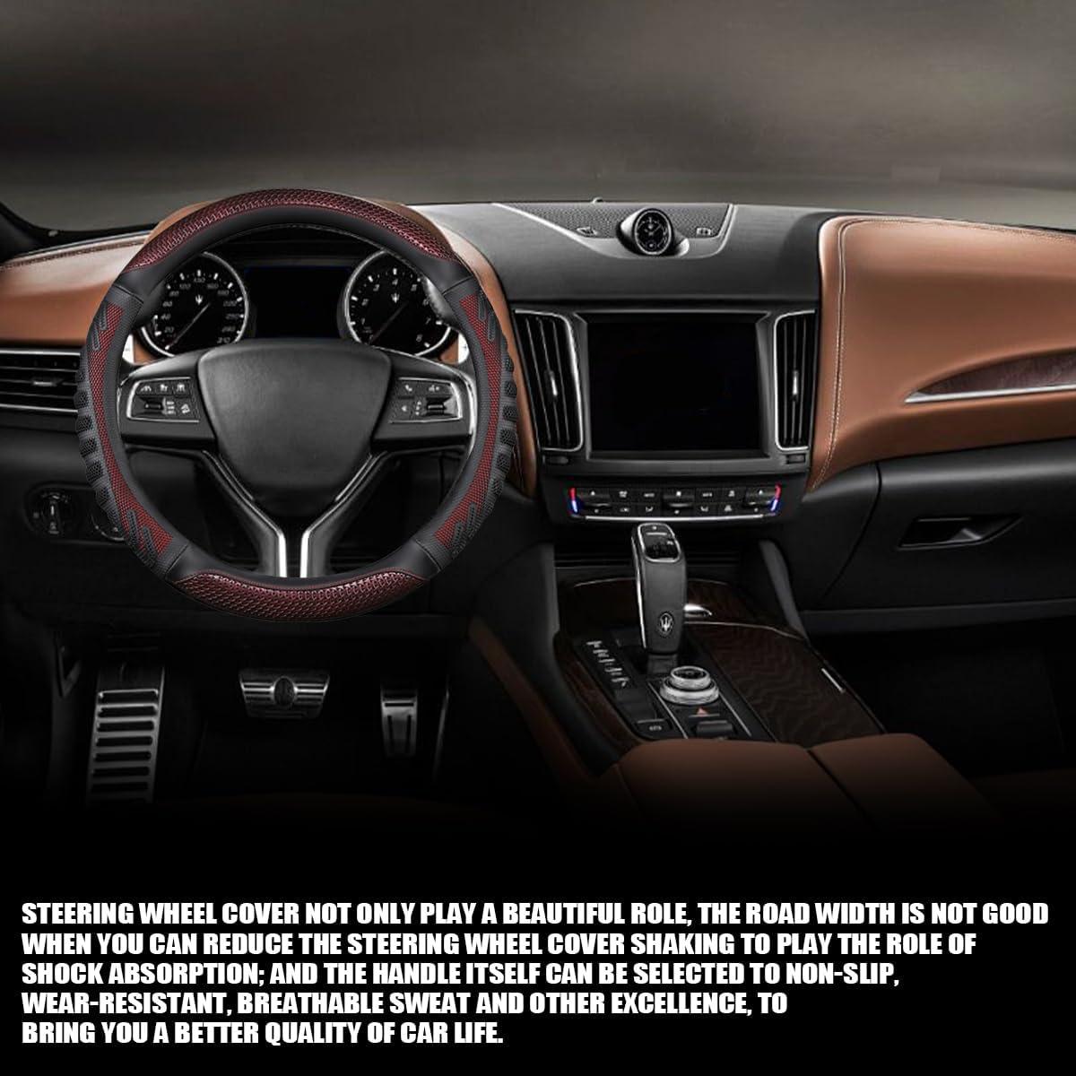 Cubierta de Volante Osilly 38 cm Cuero Antideslizante Rojo Vino