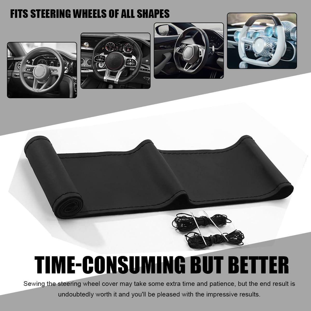 Cubierta de Volante de Cuero Genuino Wevdn 15" Antideslizante