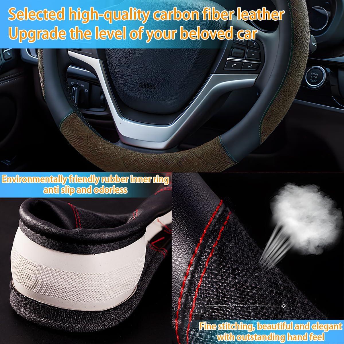 Cubierta de Volante Zipelo 38cm Lino Antideslizante Negro/Café