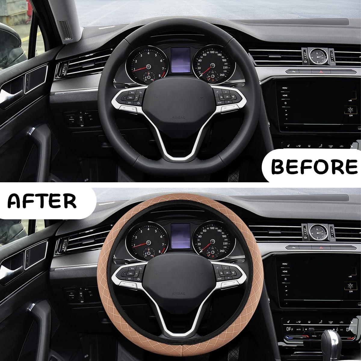 Cubierta de Volante KHGUZ Beige 38 cm Antideslizante Microfibra