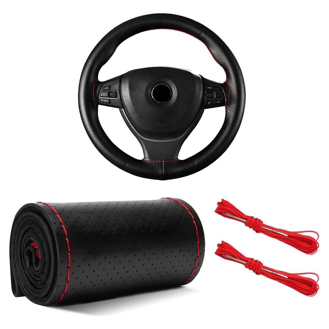 Cubierta de Volante de Cuero Yourkar 38.1 cm Antideslizante