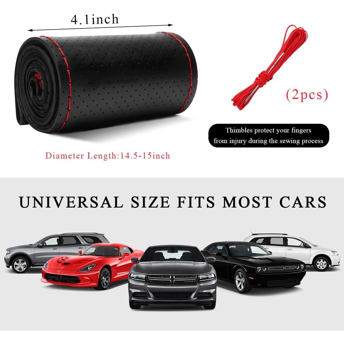 Cubierta de Volante de Cuero Yourkar 38.1 cm Antideslizante