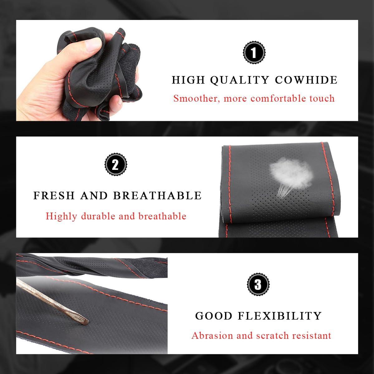 Cubierta de Volante de Cuero Yourkar 38.1 cm Antideslizante