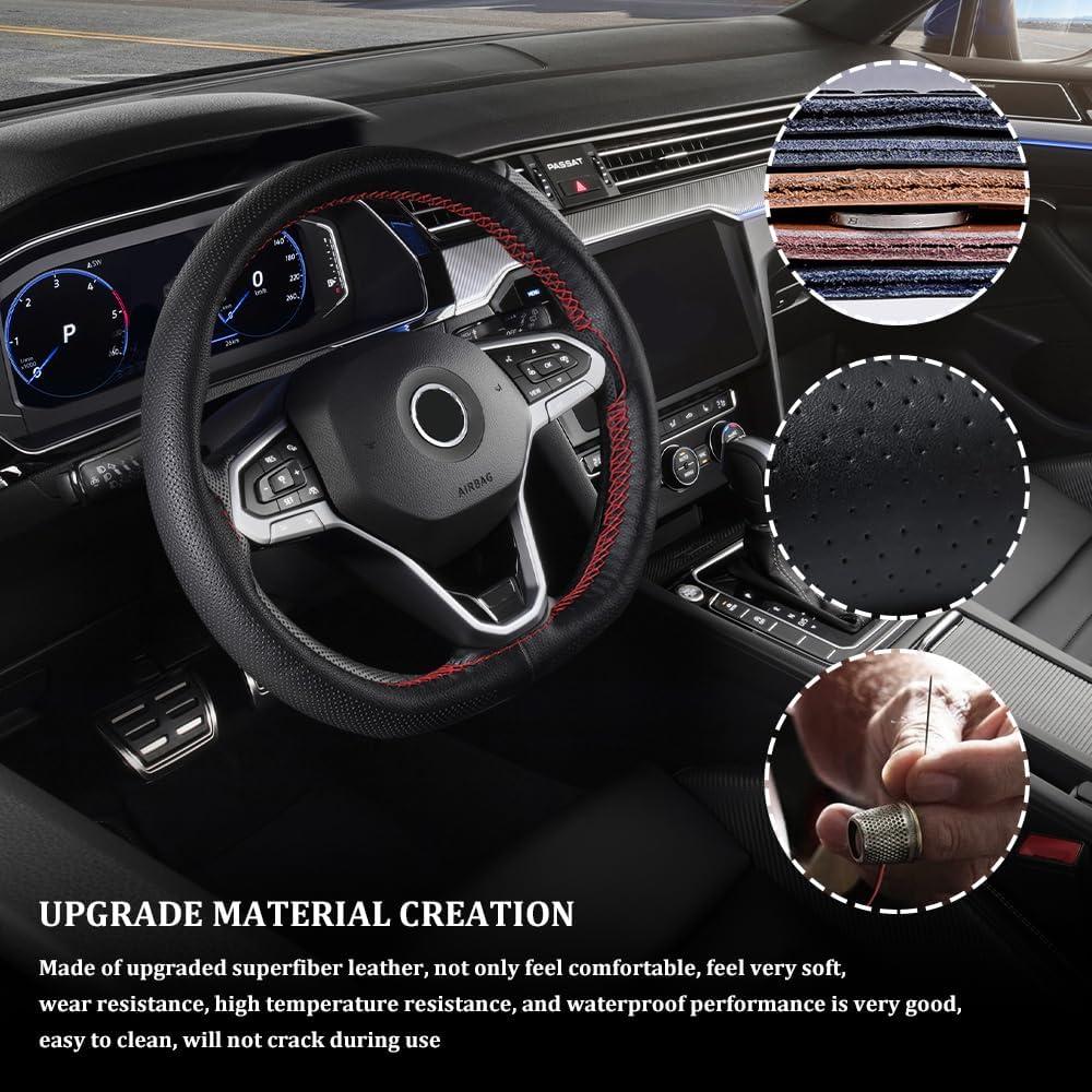 Cubierta de Volante de Cuero Genuino QZTYTY 38 cm Antideslizante