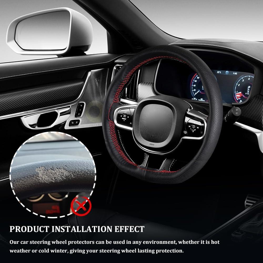 Cubierta de Volante de Cuero Genuino QZTYTY 38 cm Antideslizante