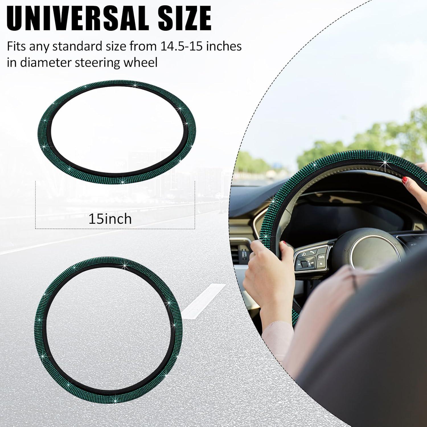 Cubierta de Volante Ziciner con Rhinestones Verde Universal