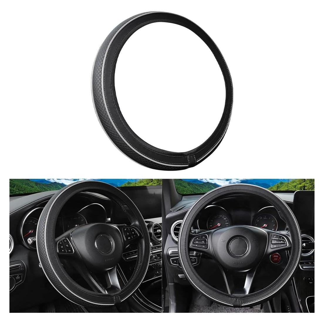 Funda de Volante de Coche Osilly Cuero Antideslizante 38 cm Gris