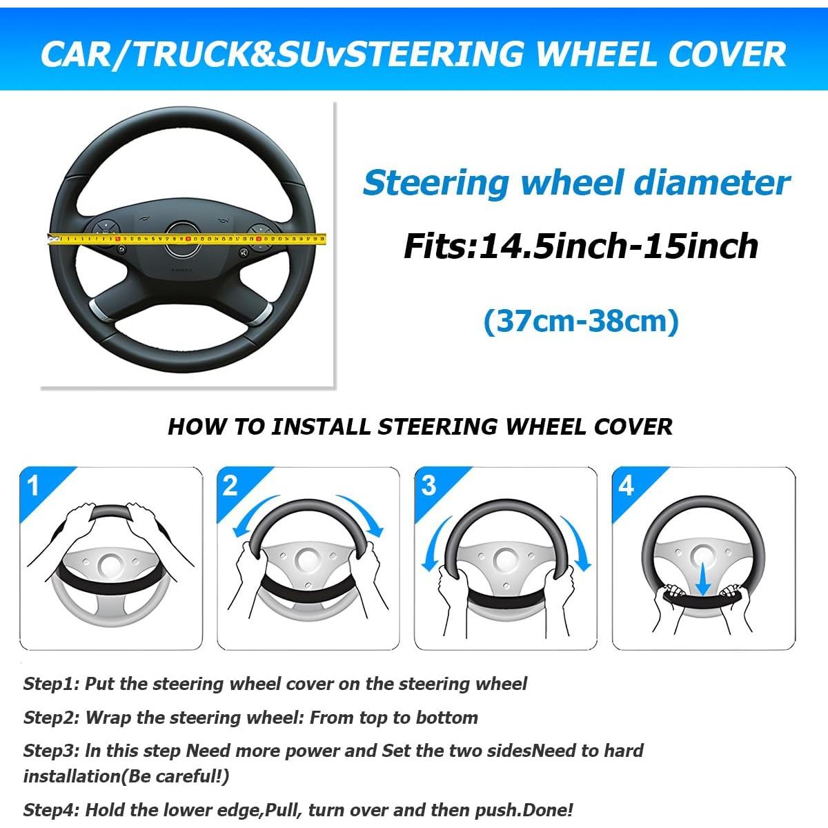 Funda de Volante de Coche Osilly Cuero Antideslizante 38 cm Gris