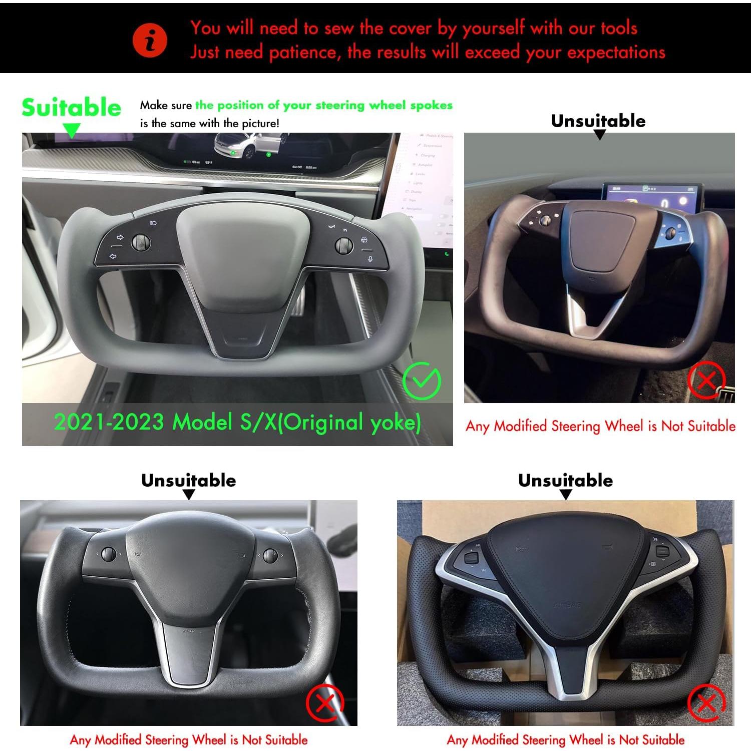 Funda de Volante de Cuero MEWANT para Tesla Model S/X 2021-2023