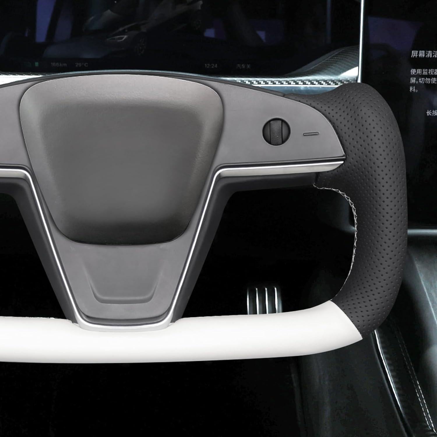 Funda de Volante de Cuero MEWANT para Tesla Model S/X 2021-2023