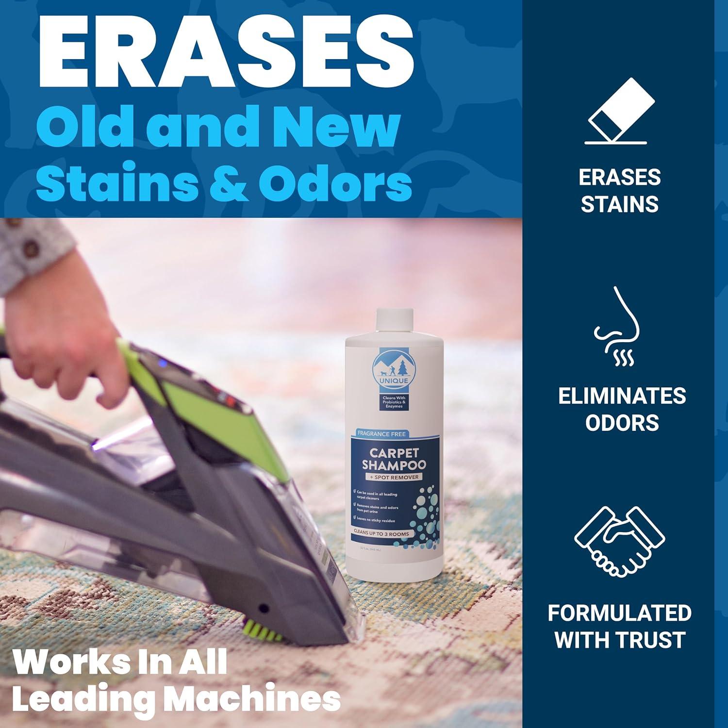 Champú para Alfombras Unique 32 oz - Eliminador de Manchas y Olores
