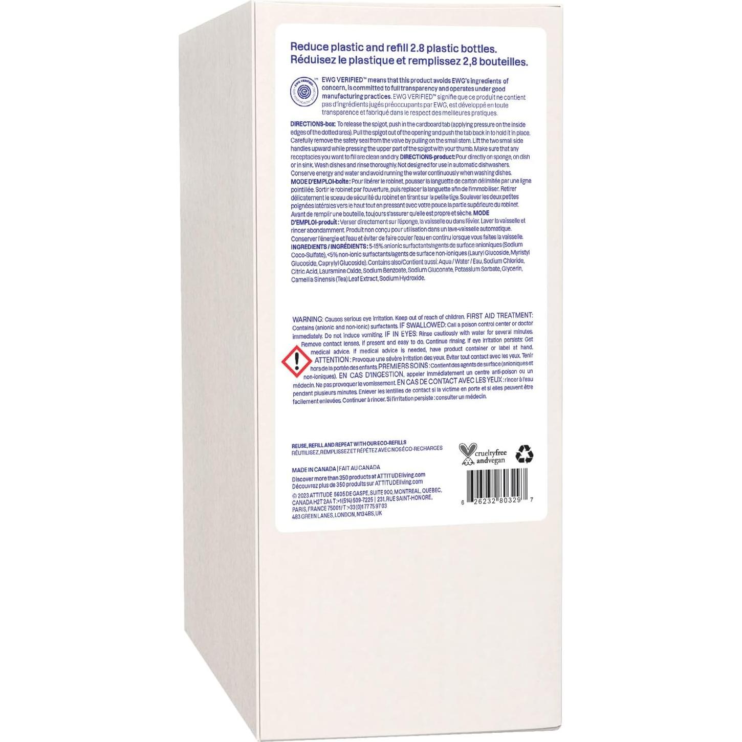 Jabón para Platos ATTITUDE 1.99L Vegano y Ecológico