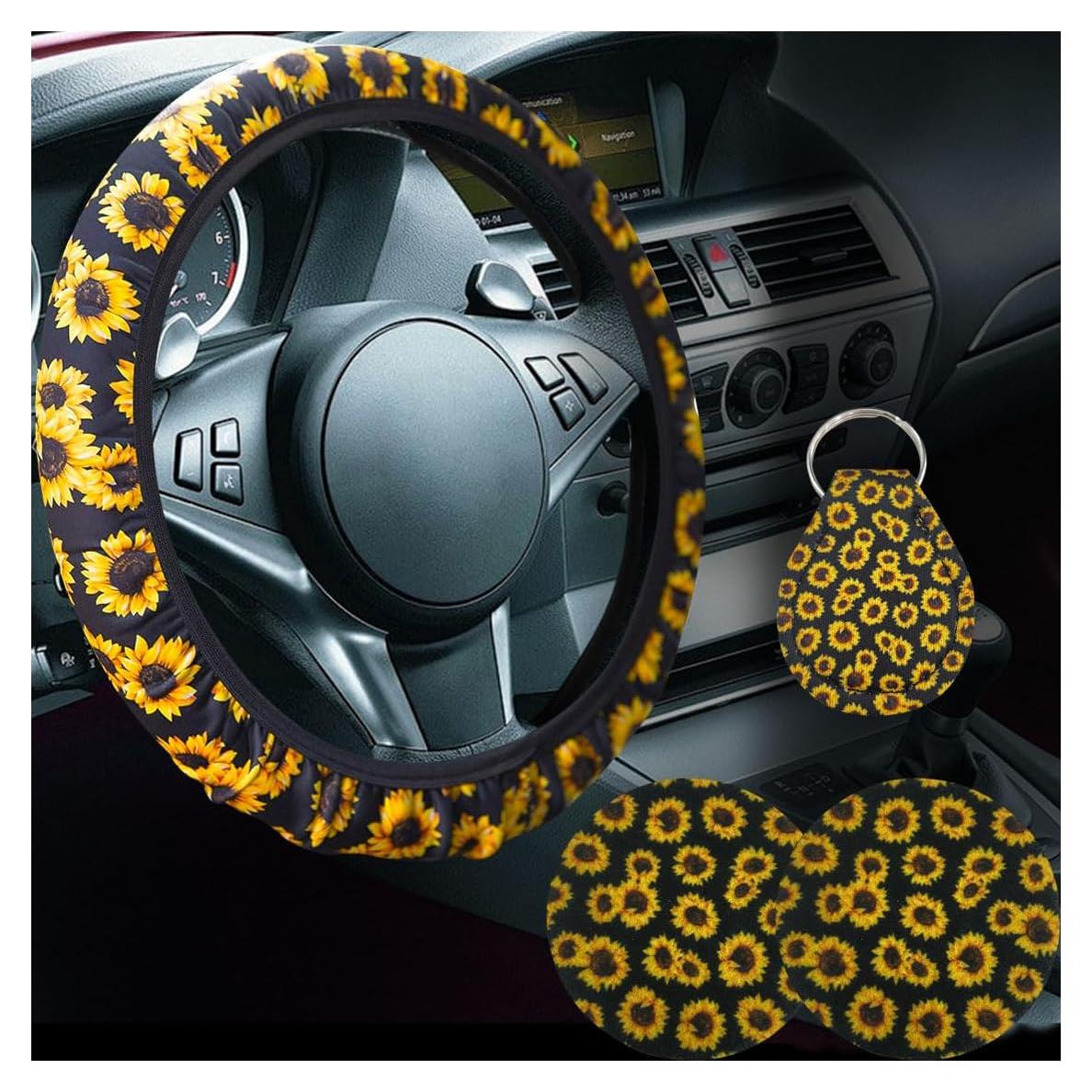 Juego de Accesorios para Automóvil SMILFUY Girasol 4 Piezas