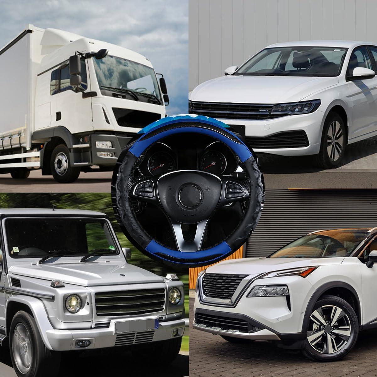 Cubierta de Volante de Coche Sandfren 15" Cuero Antideslizante