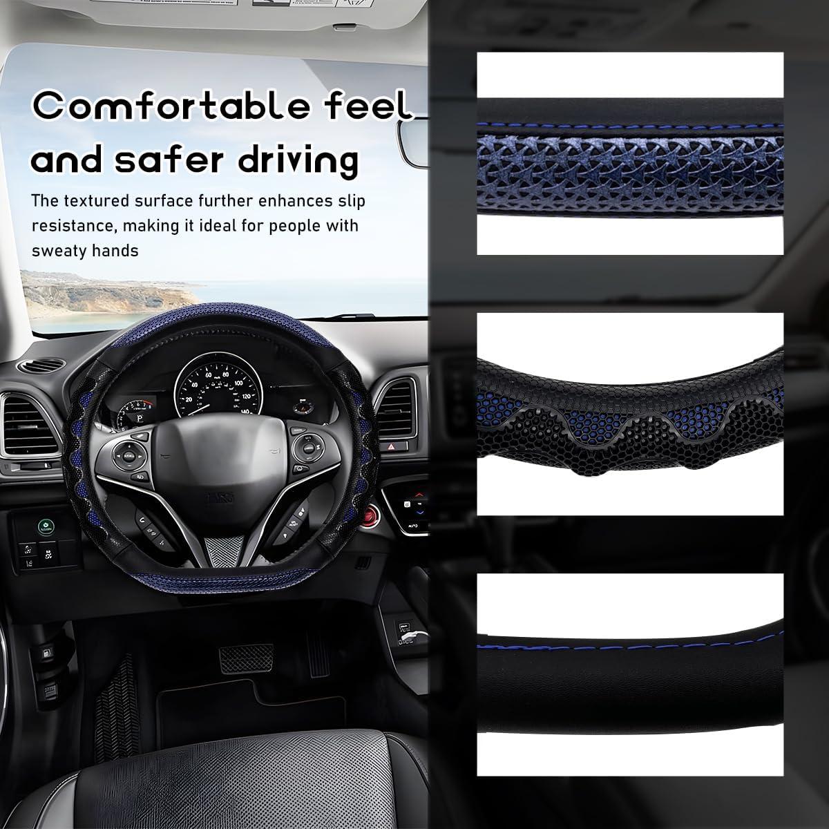 Cubierta de Volante de Coche DXNQ 37-38 cm Antideslizante Azul