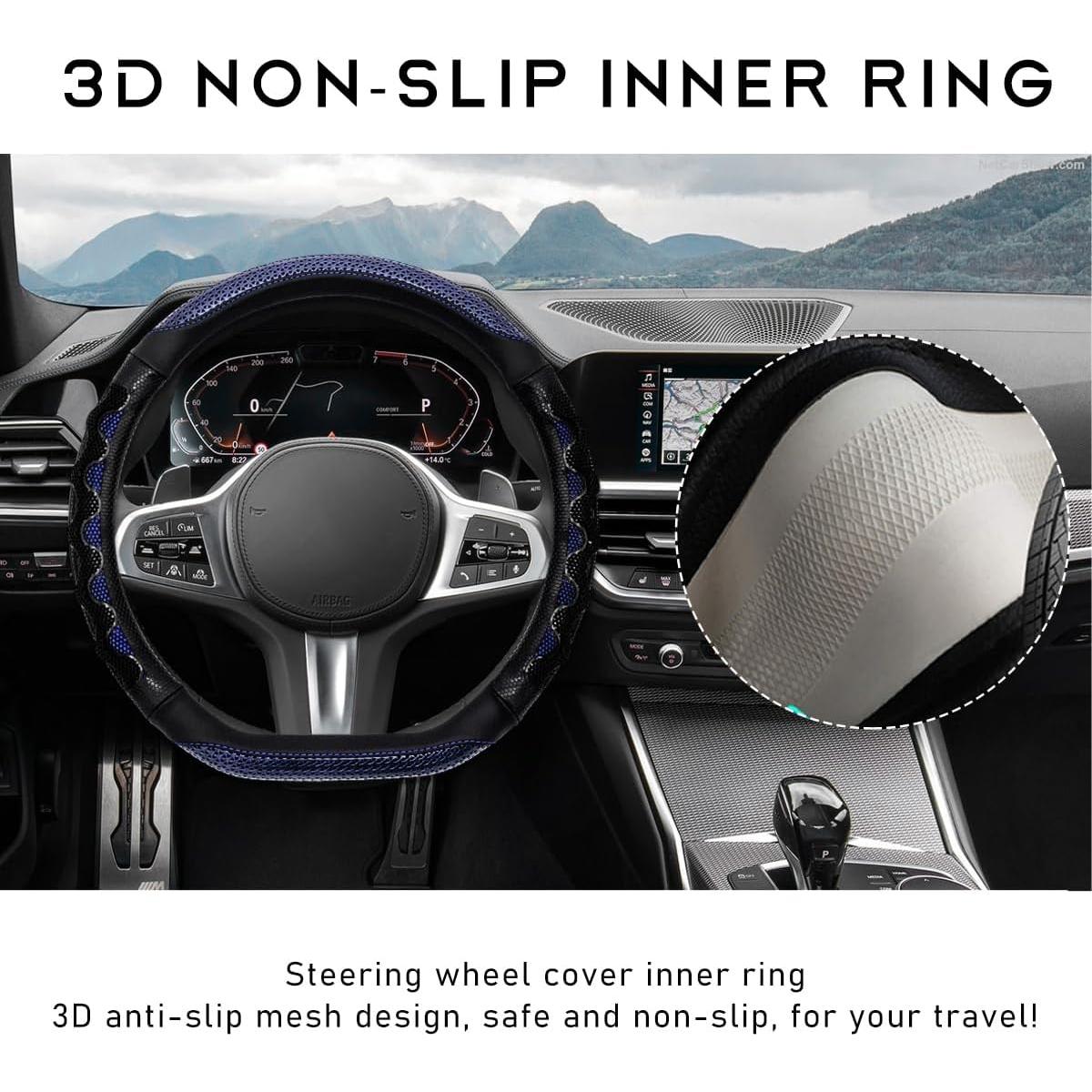 Cubierta de Volante de Coche DXNQ 37-38 cm Antideslizante Azul