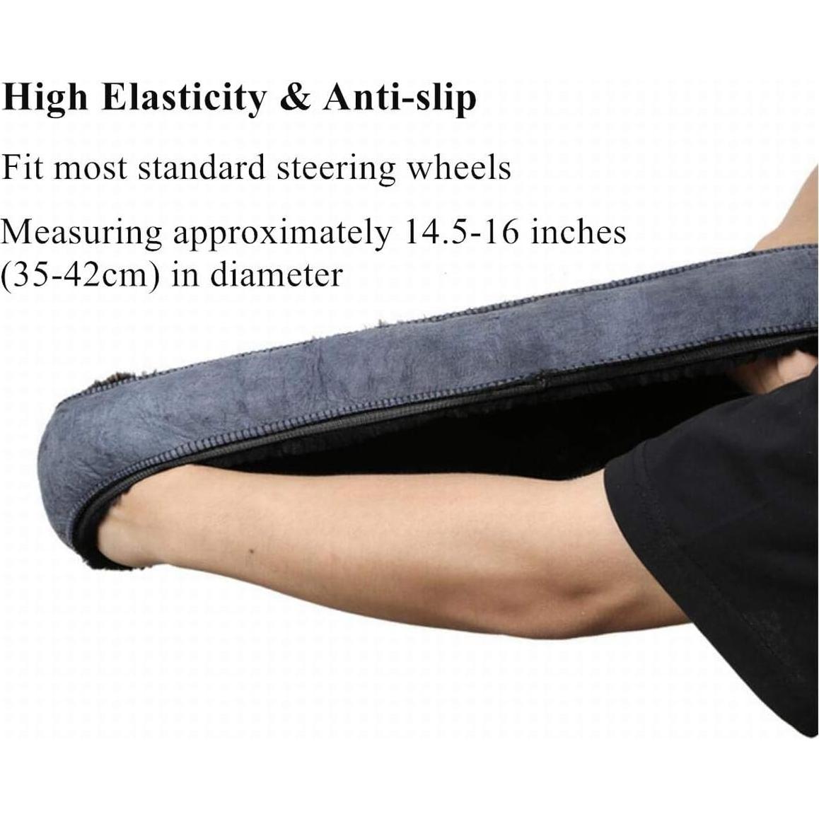 Cubierta de Volante de Piel de Oveja Sisha-A 35-42 cm Negra