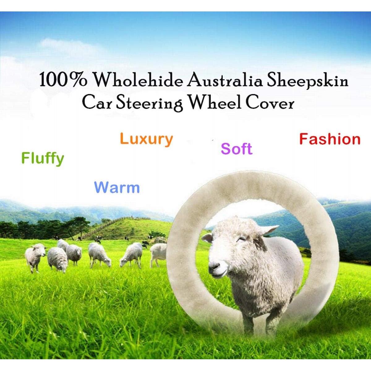 Cubierta de Volante de Piel de Oveja Sisha-A 35-42 cm Negra