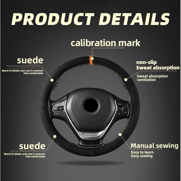 Funda de Volante AUCELI 15 Pulgadas Cuero Microfibra Universal