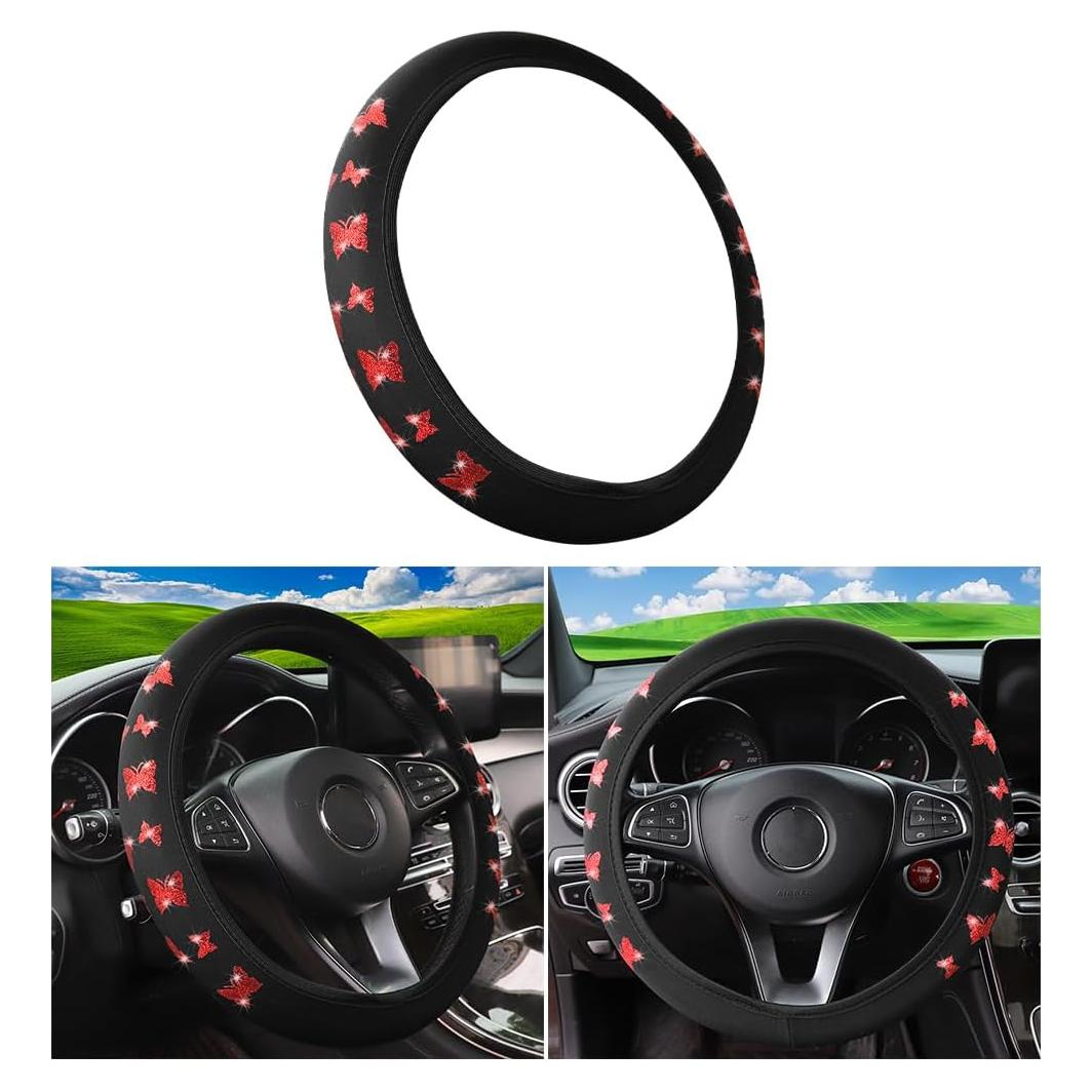 Cubierta de Volante KHGUZ 15" Rojo Antideslizante y Protectora