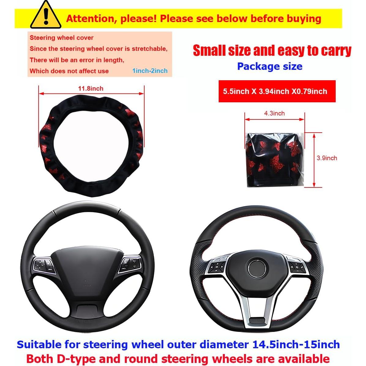 Cubierta de Volante KHGUZ 15" Rojo Antideslizante y Protectora