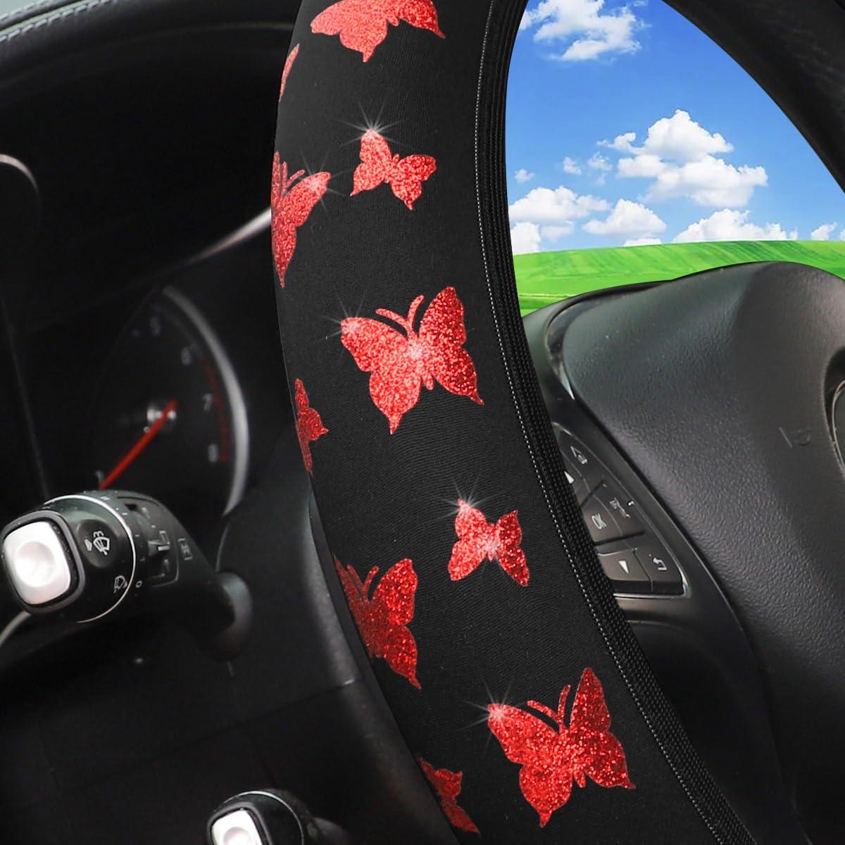 Cubierta de Volante KHGUZ 15" Rojo Antideslizante y Protectora