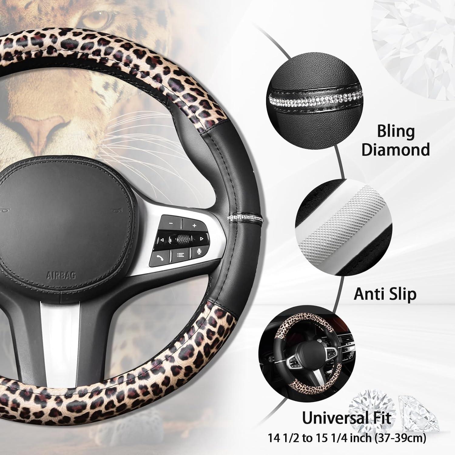 Cubre Volante AUTOYOUTH Leopardo Antideslizante 37-39 cm