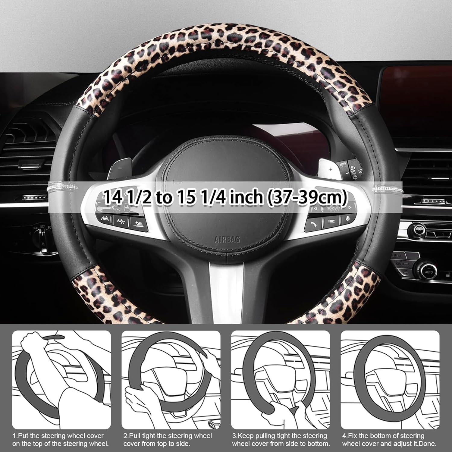 Cubre Volante AUTOYOUTH Leopardo Antideslizante 37-39 cm