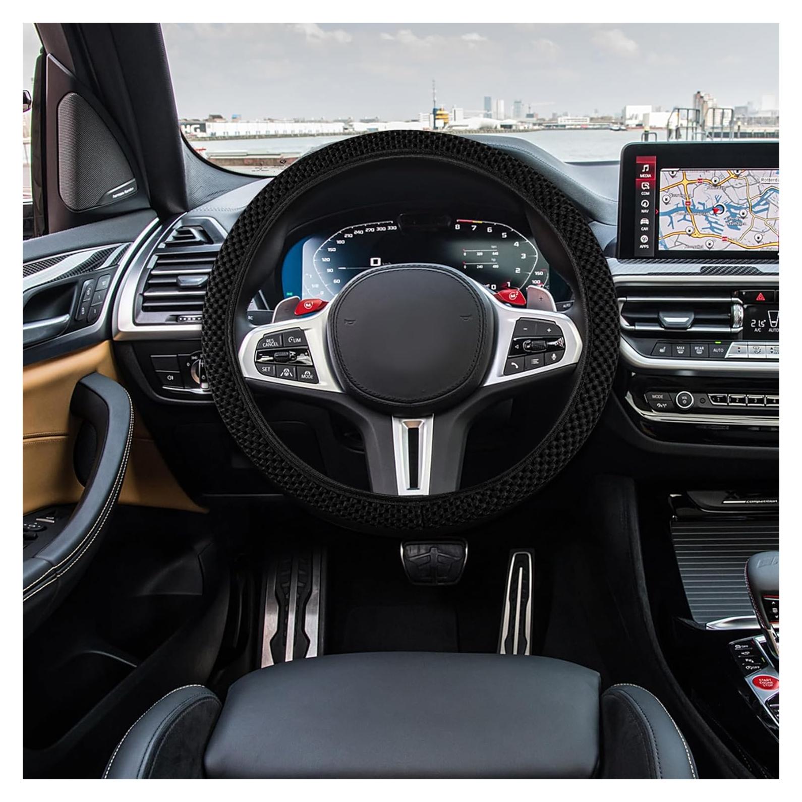 Cubierta de Volante Elástico RGOAANC 15 Pulgadas Microfibra Negra