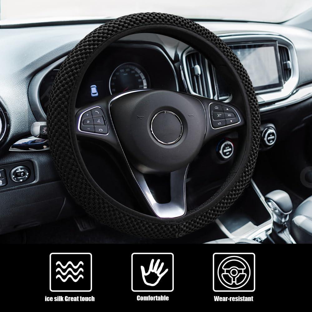 Cubierta de Volante Elástico RGOAANC 15 Pulgadas Microfibra Negra