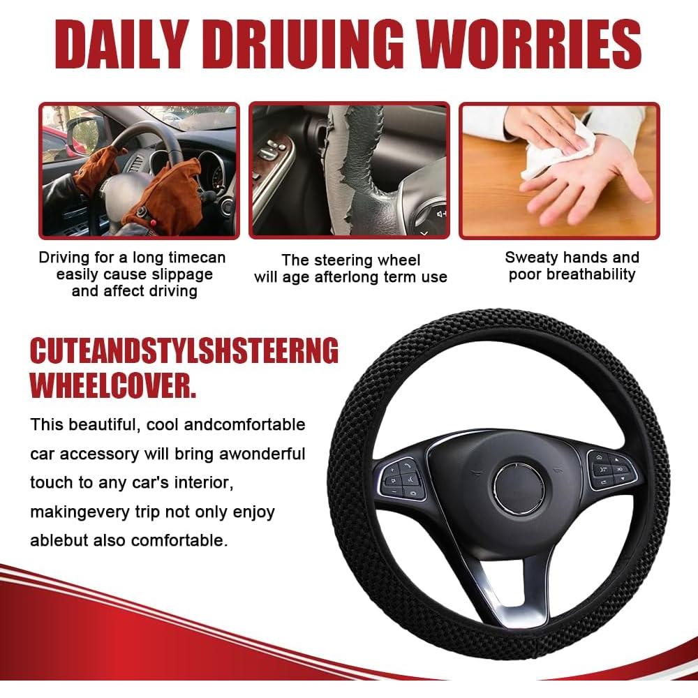 Cubierta de Volante Elástico RGOAANC 15 Pulgadas Microfibra Negra